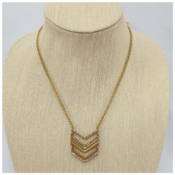 Rhinestone extra long goldtone hinged abstract. - Picture 3 of 8